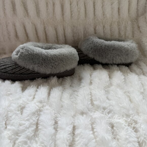 UGG Heather Gray Knit Ankle Slippers: Lamb Shearling, Women's Size 5 (36 EU) - Picture 3 of 4